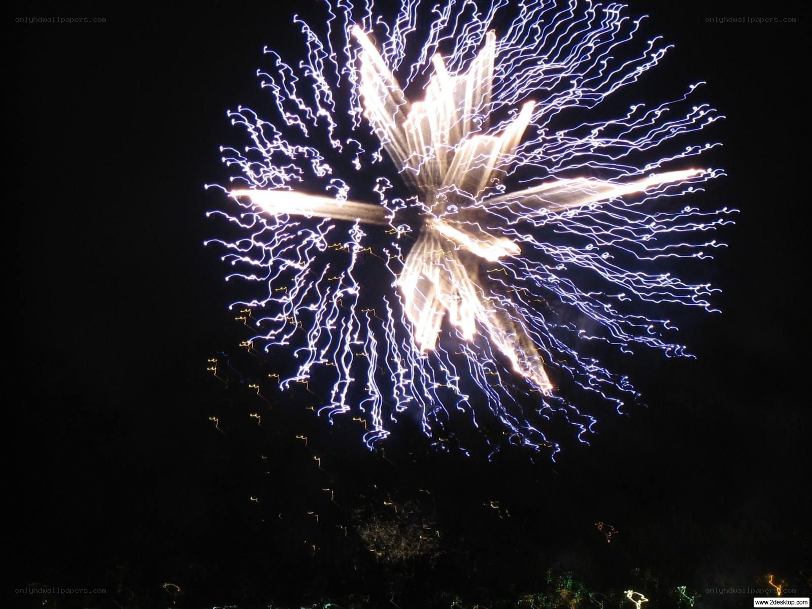 Fireworks display at night