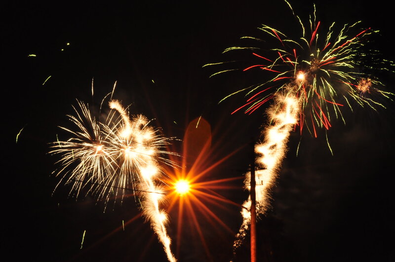 Fireworks display at night