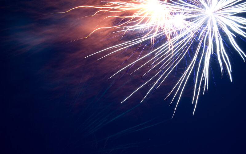 Fireworks display at night