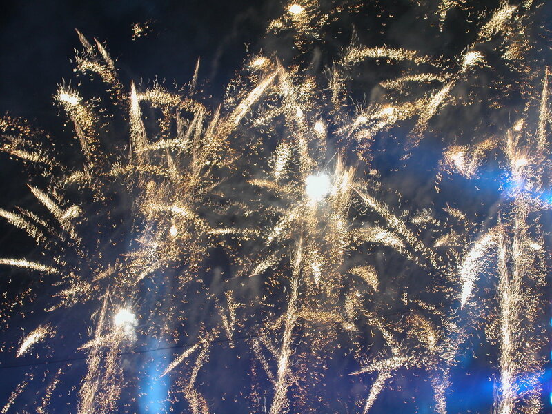 Fireworks display at night