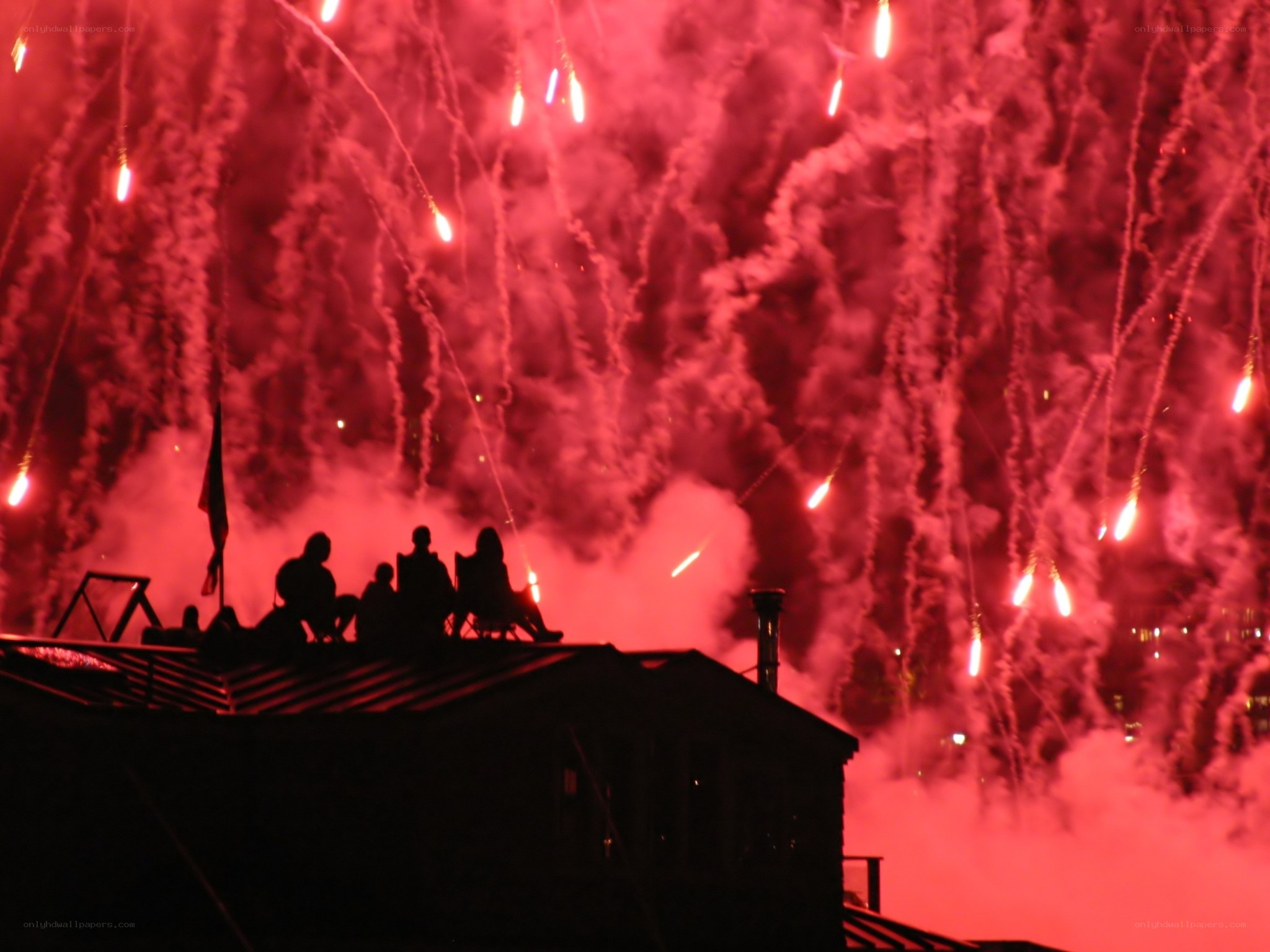 Fireworks display at night