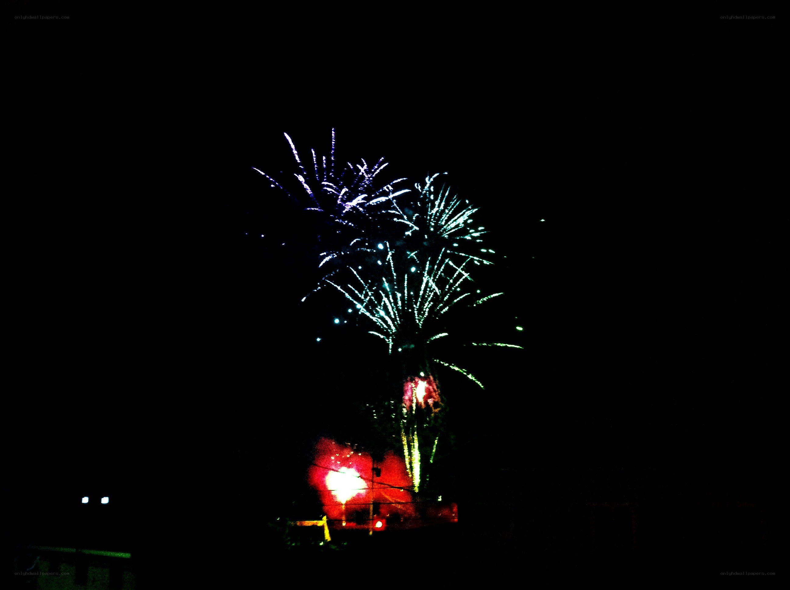 Fireworks display at night