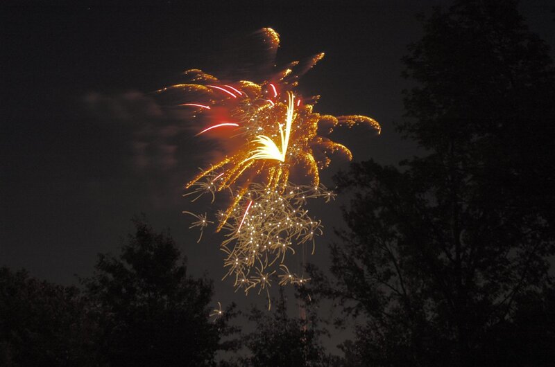 Fireworks display at night