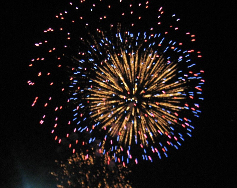 Fireworks display at night