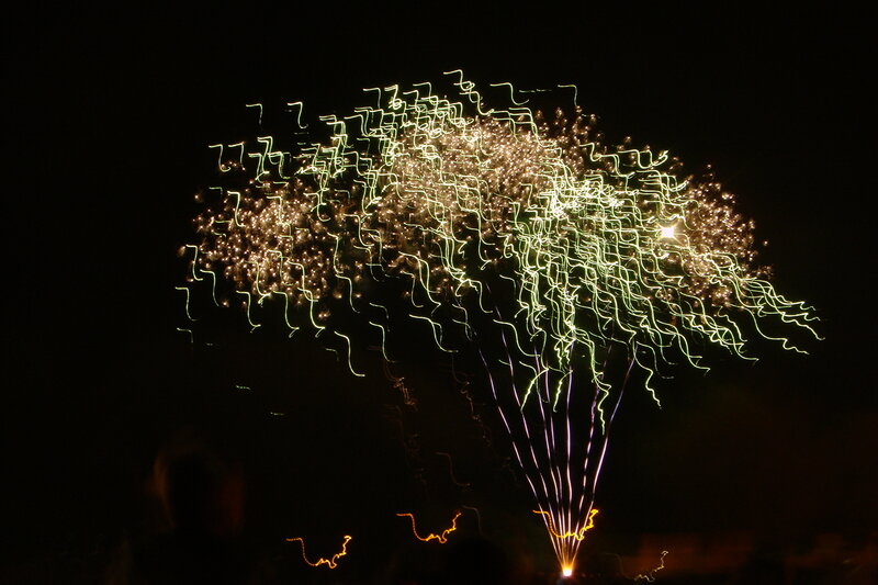 Fireworks display at night