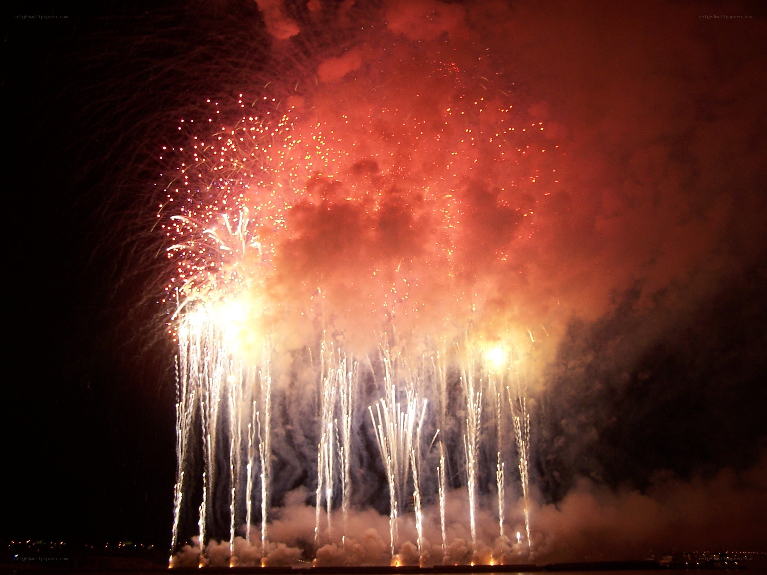 Fireworks display at night