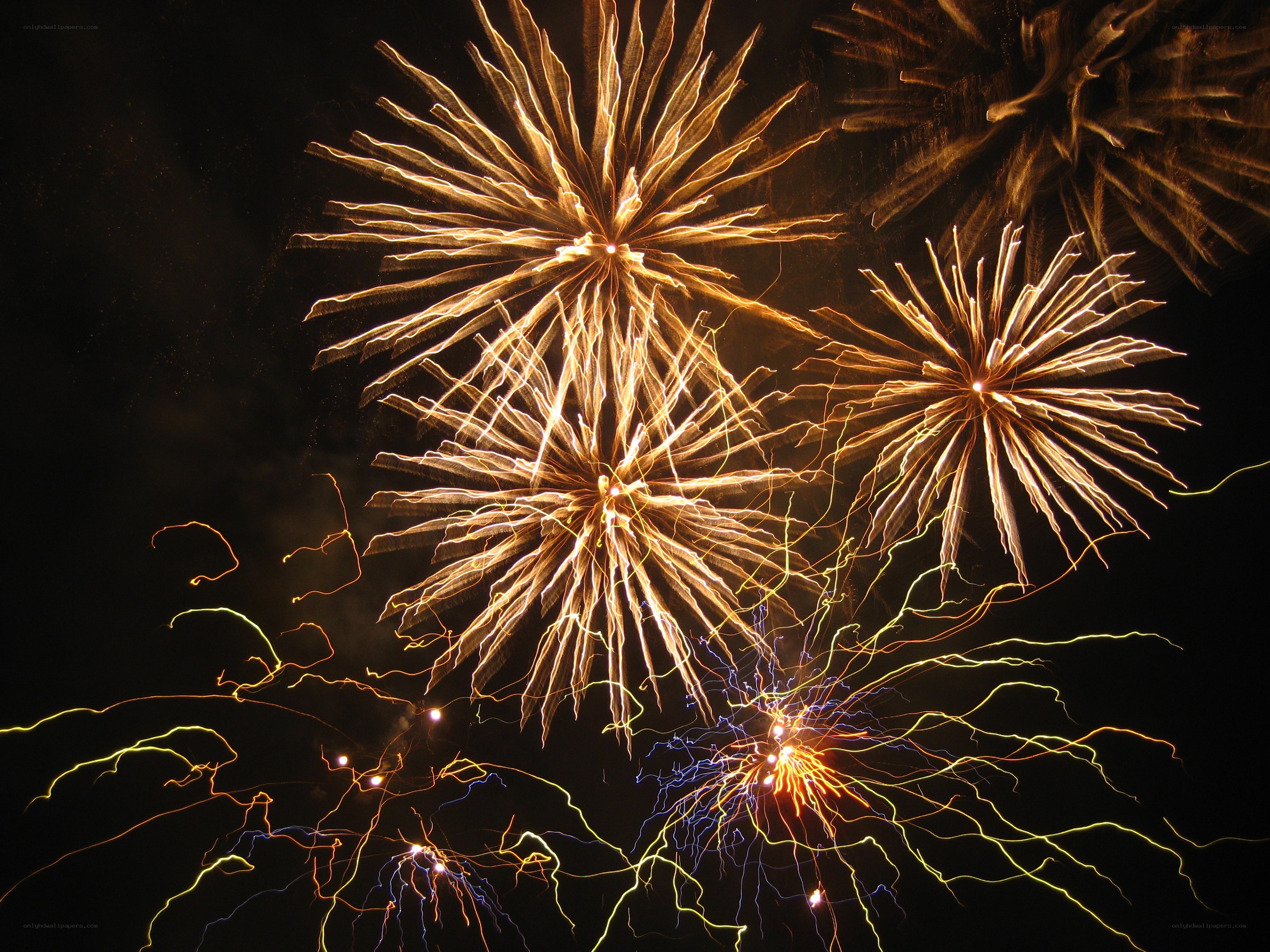 Fireworks display at night