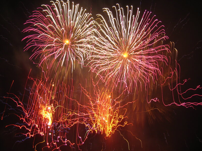 Fireworks display at night