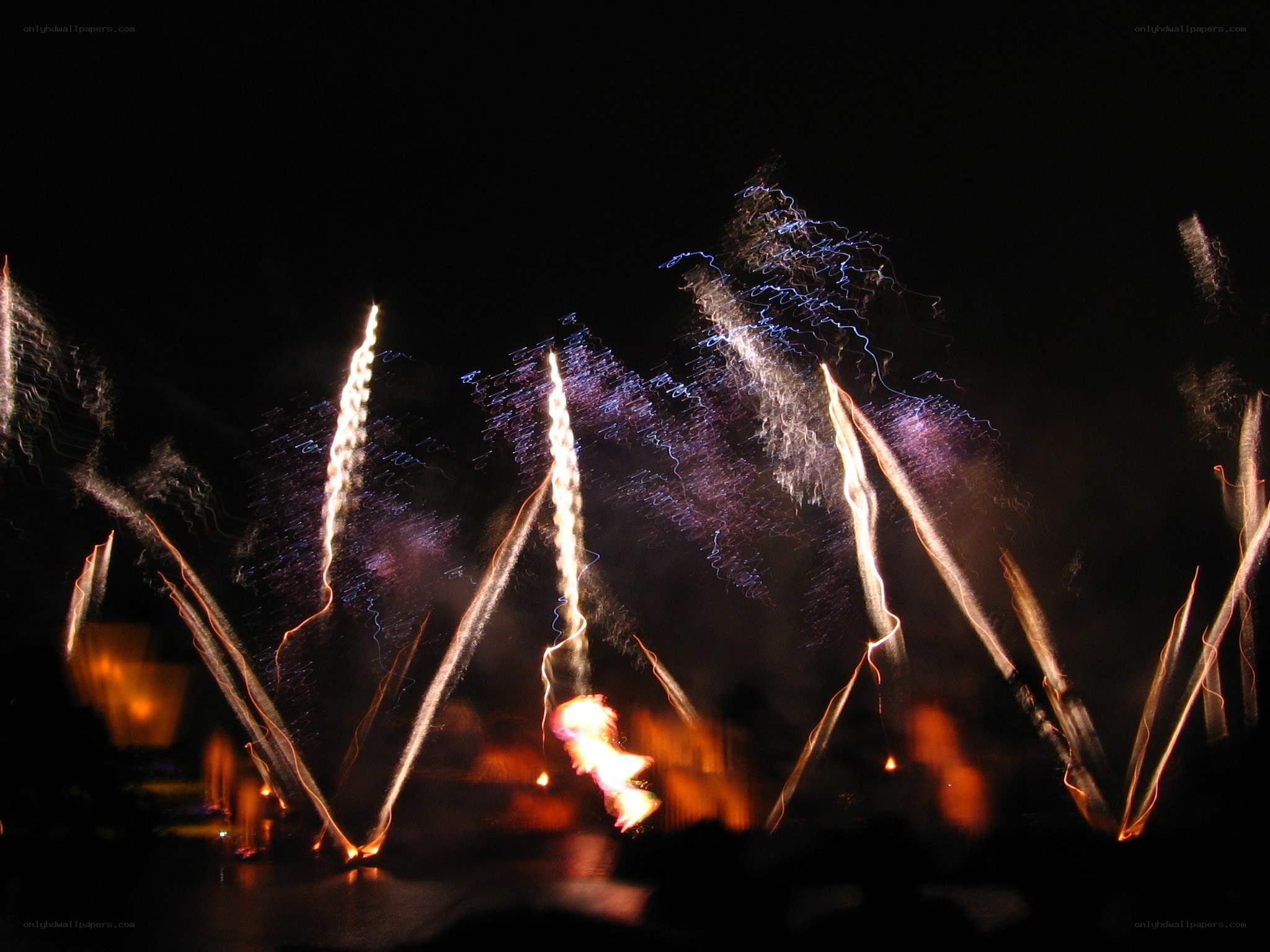 Fireworks display at night