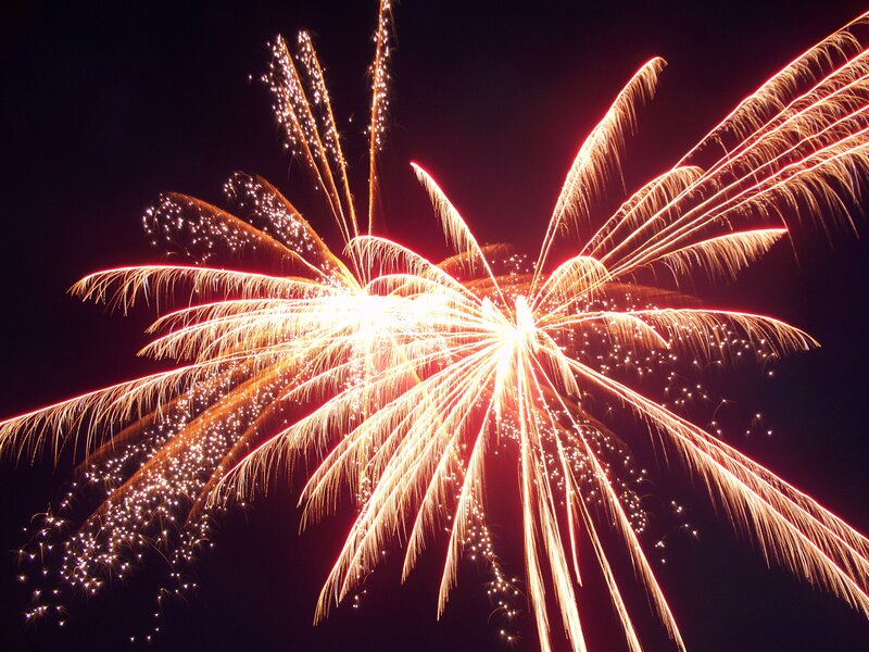 Fireworks display at night