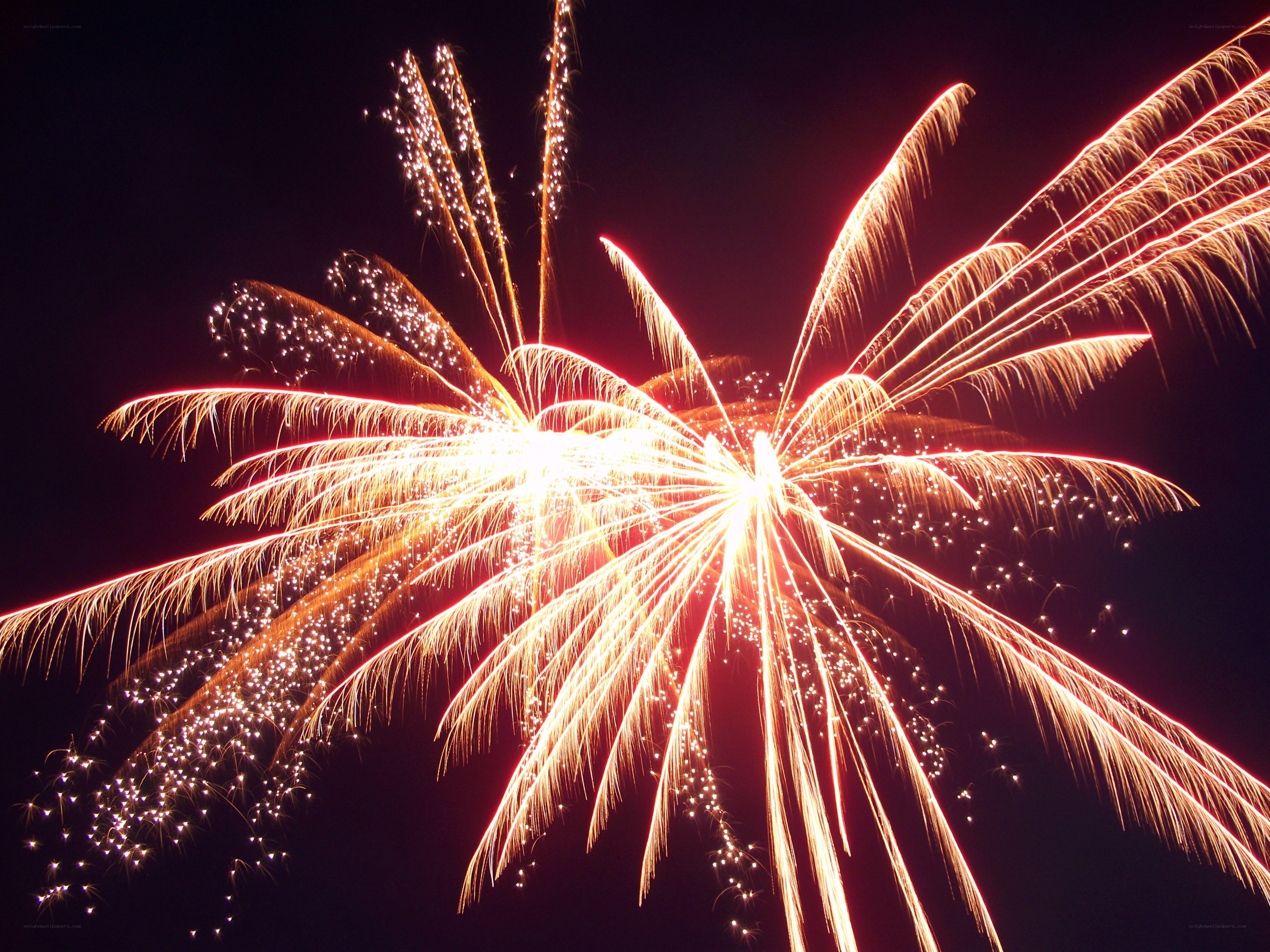 Fireworks display at night