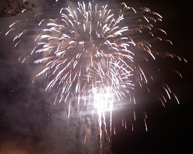 Fireworks display at night