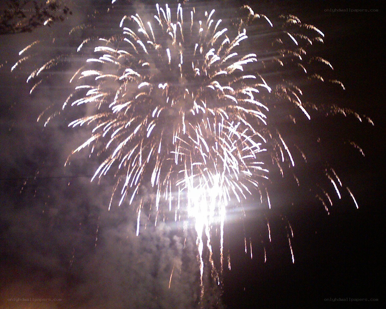 Fireworks display at night