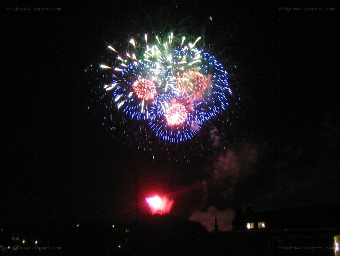 Fireworks display at night