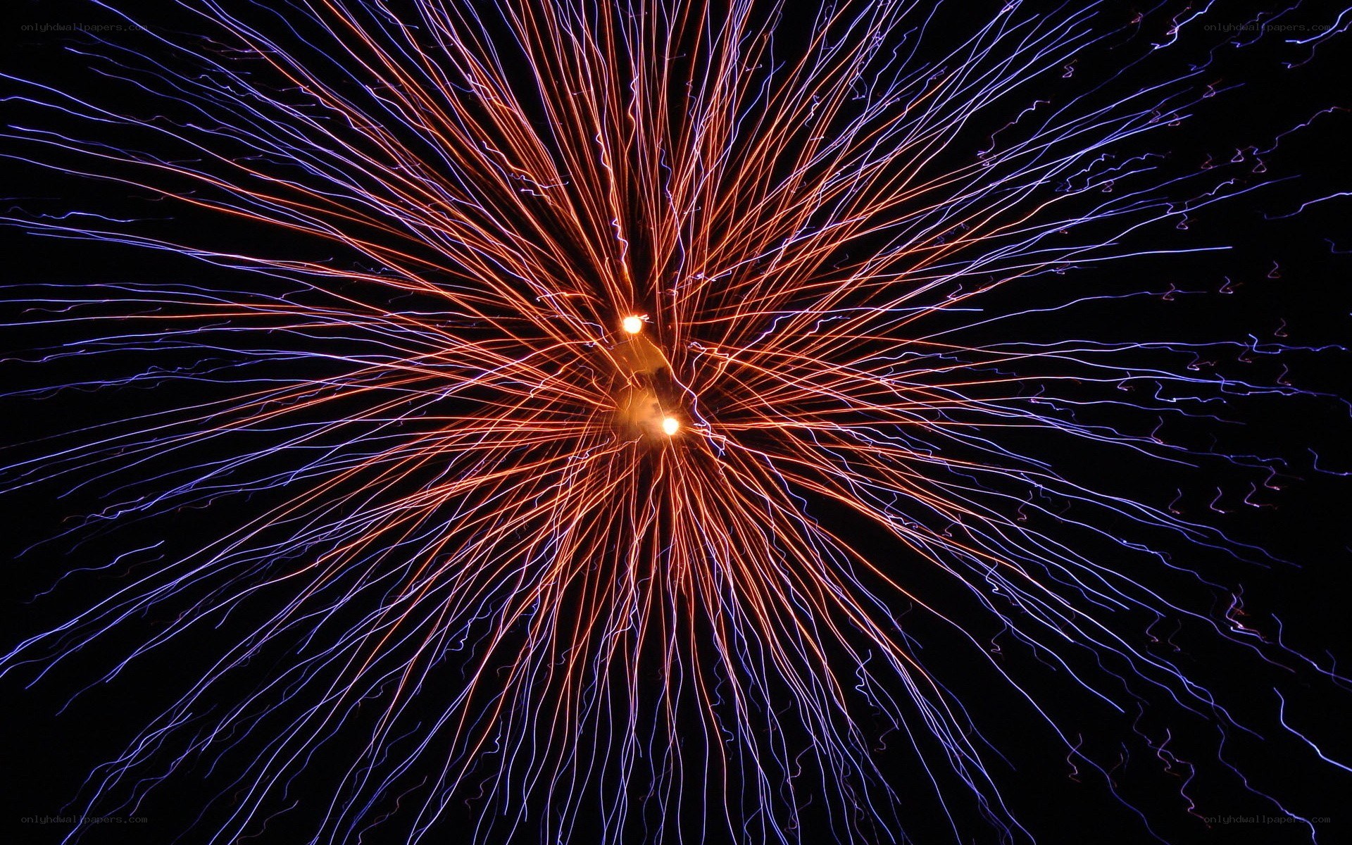 Fireworks display at night