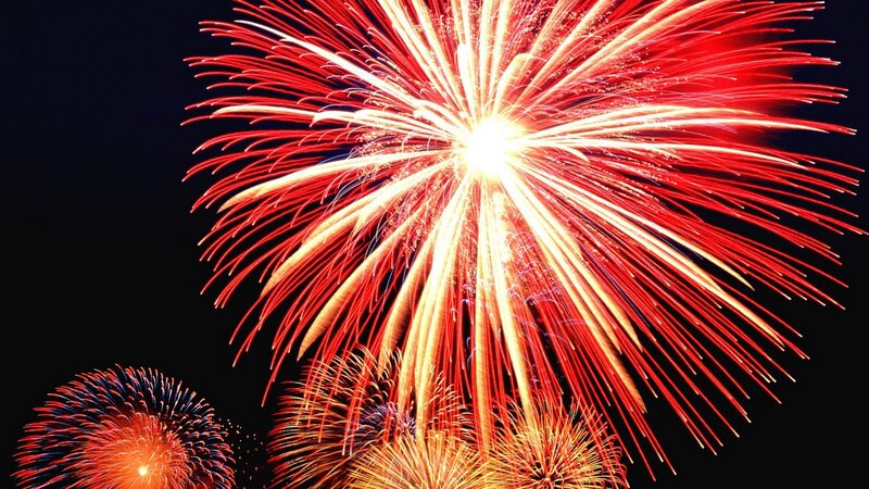 Fireworks display at night