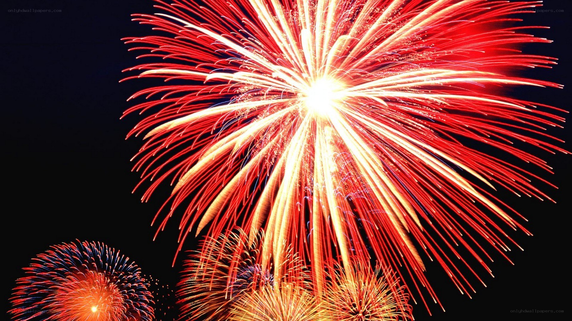 Fireworks display at night