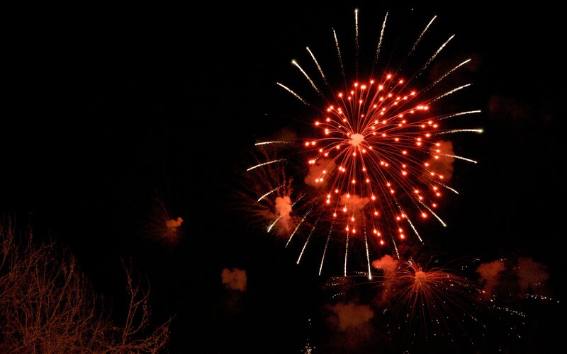 Fireworks display at night