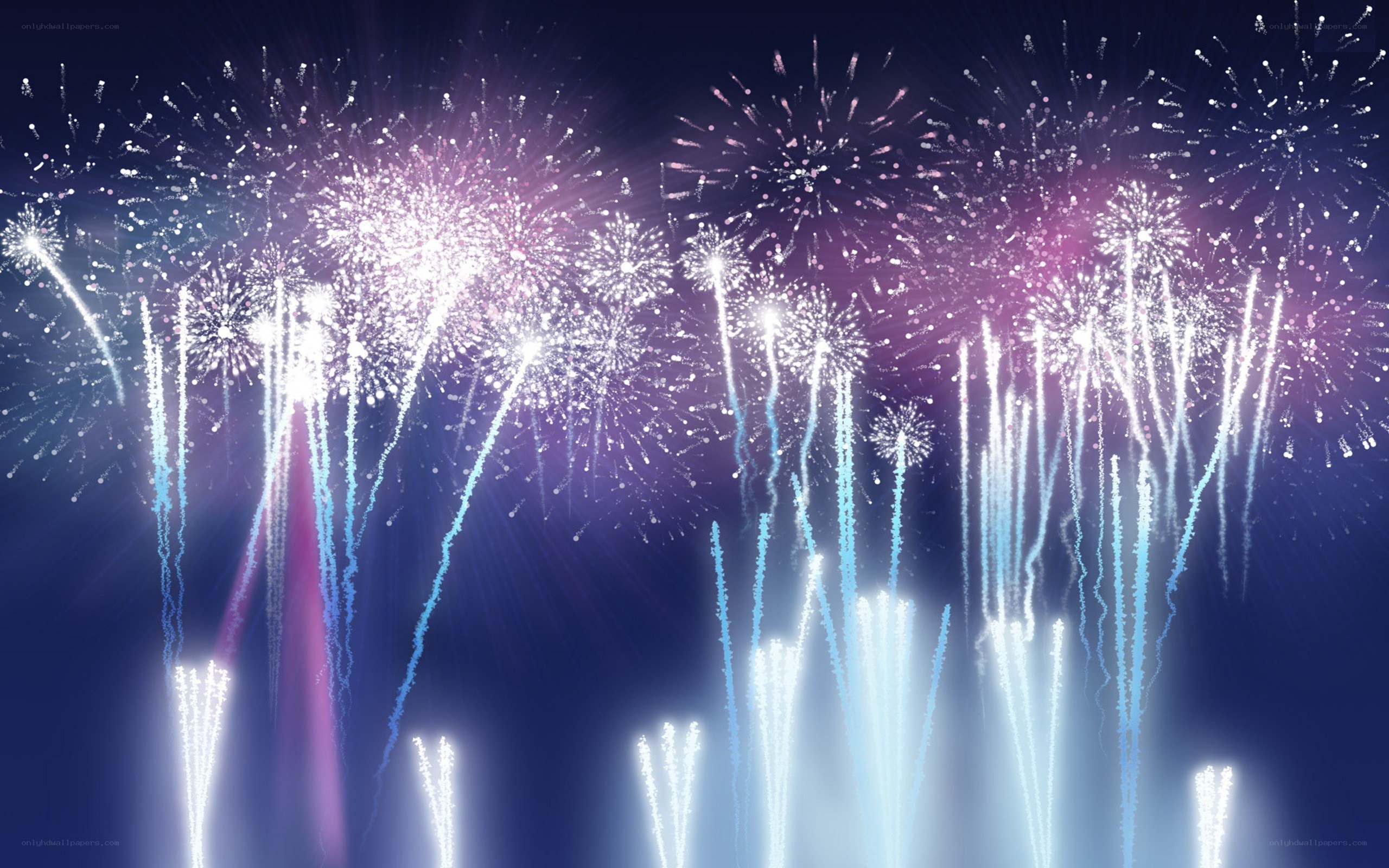 Fireworks display at night