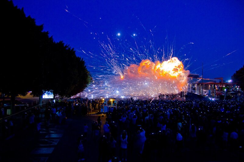 Fireworks display at night