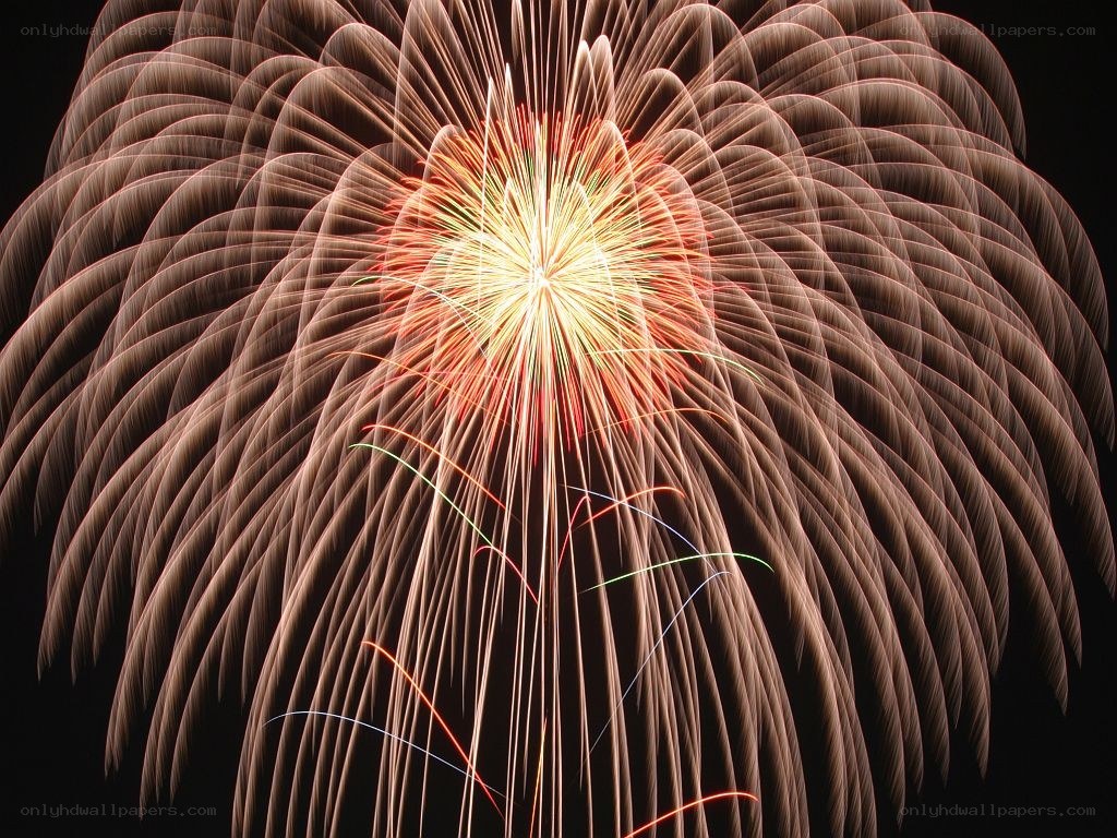 Fireworks display at night