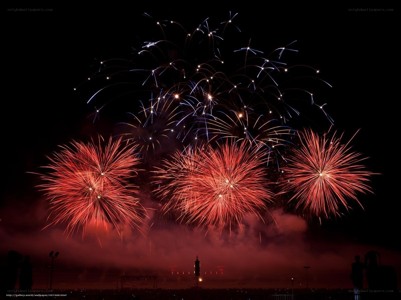 Fireworks display at night