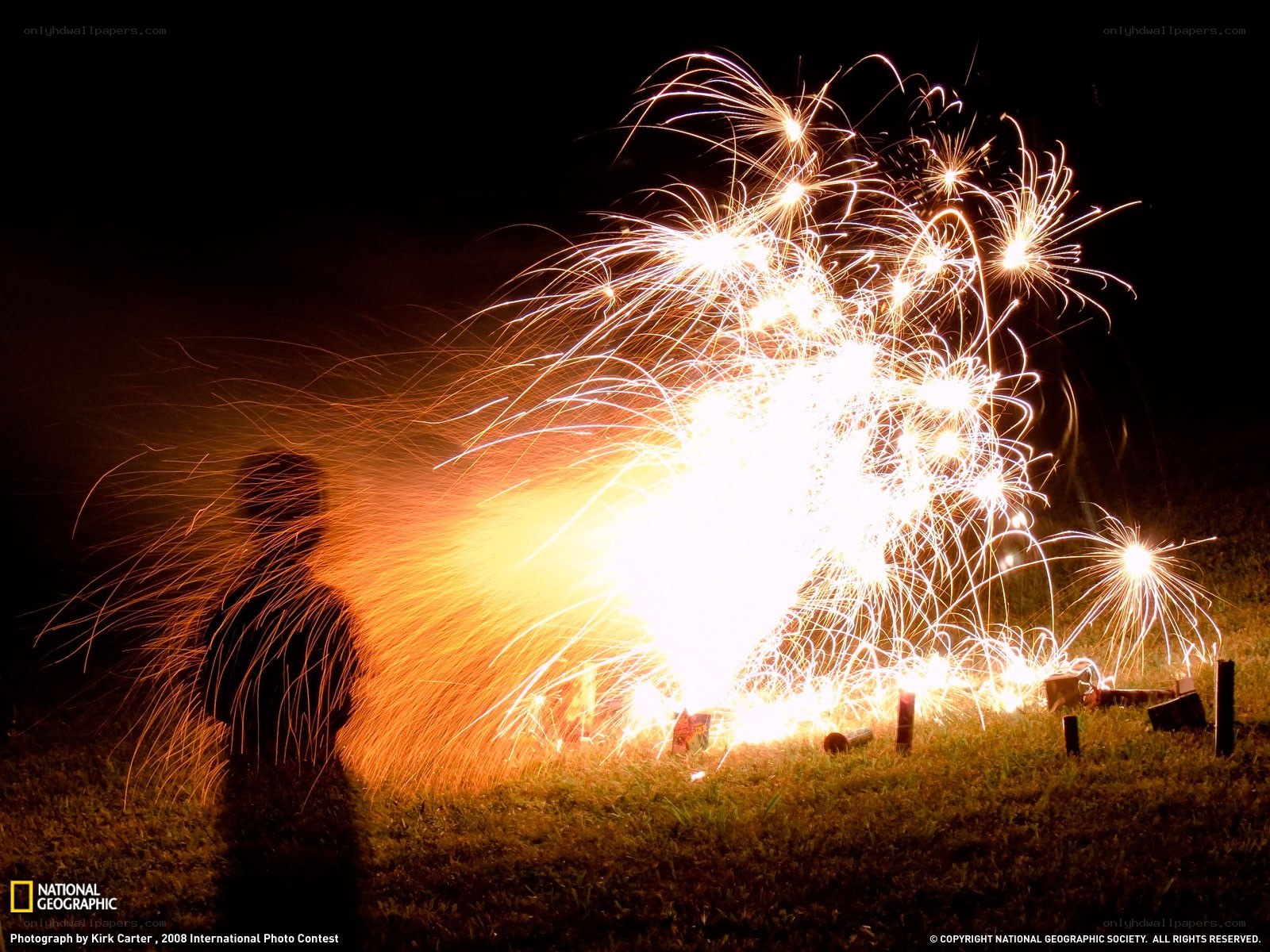 Fireworks display at night