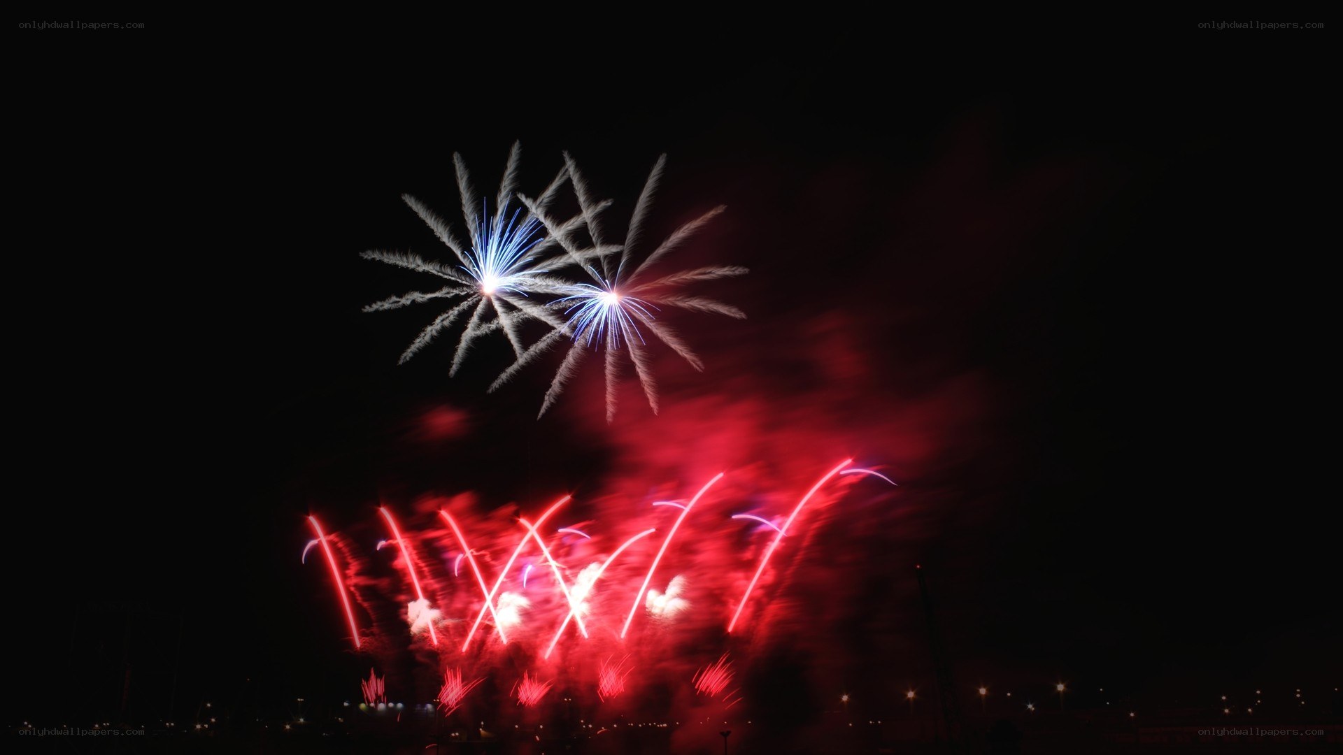Fireworks display at night