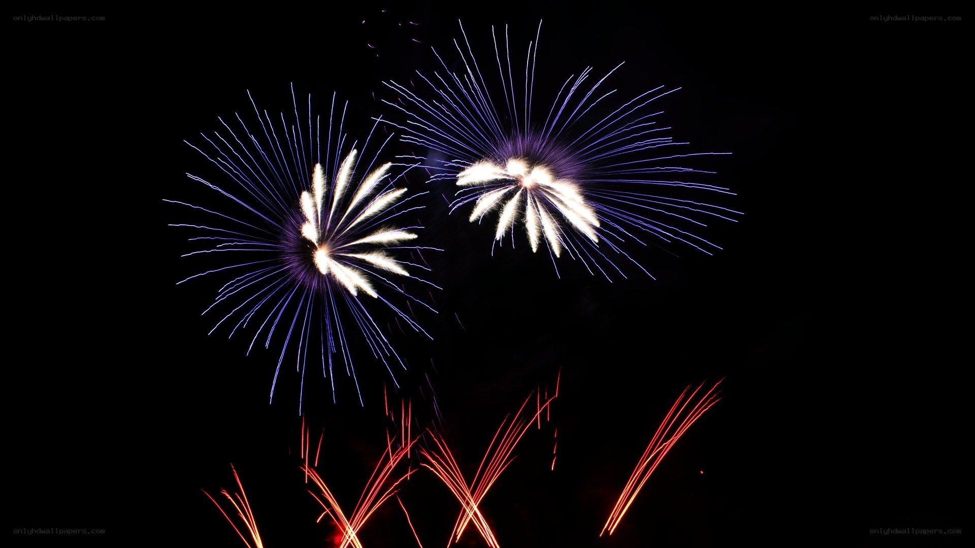 Fireworks display at night