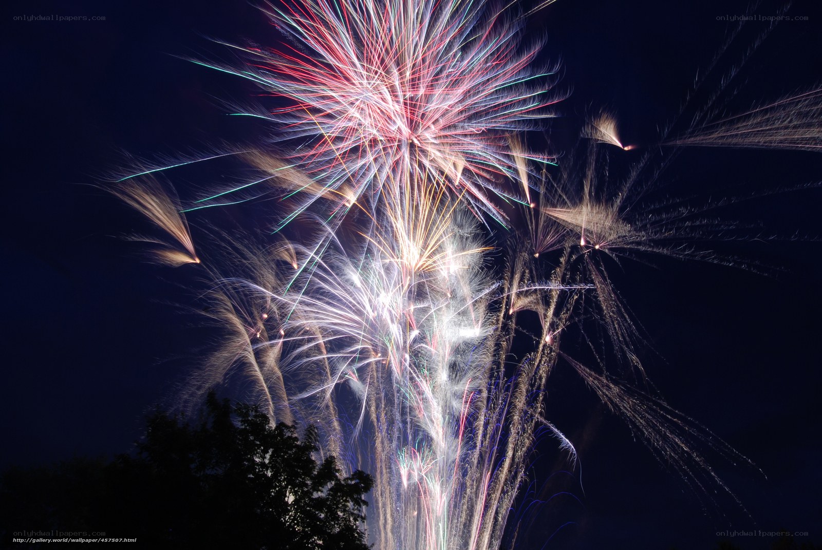 Fireworks display at night