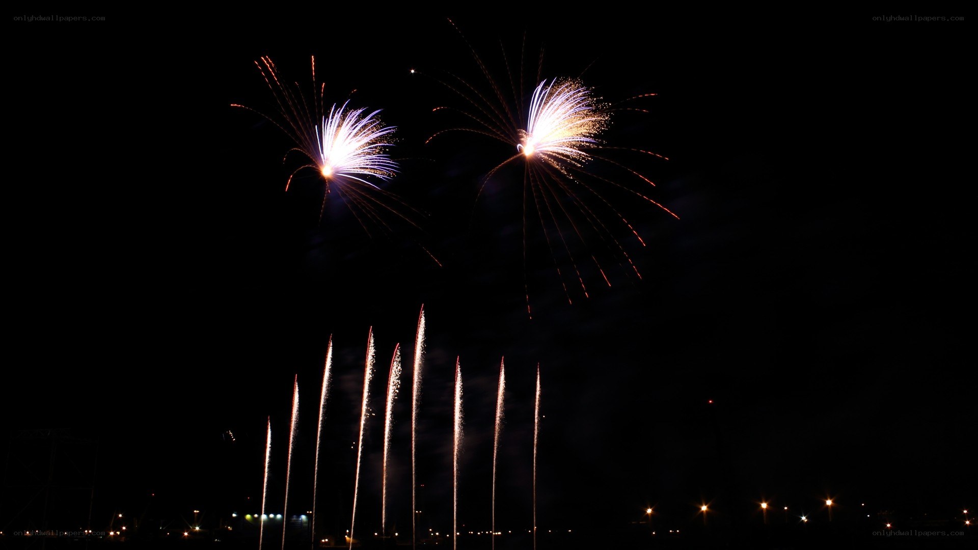 Fireworks display at night
