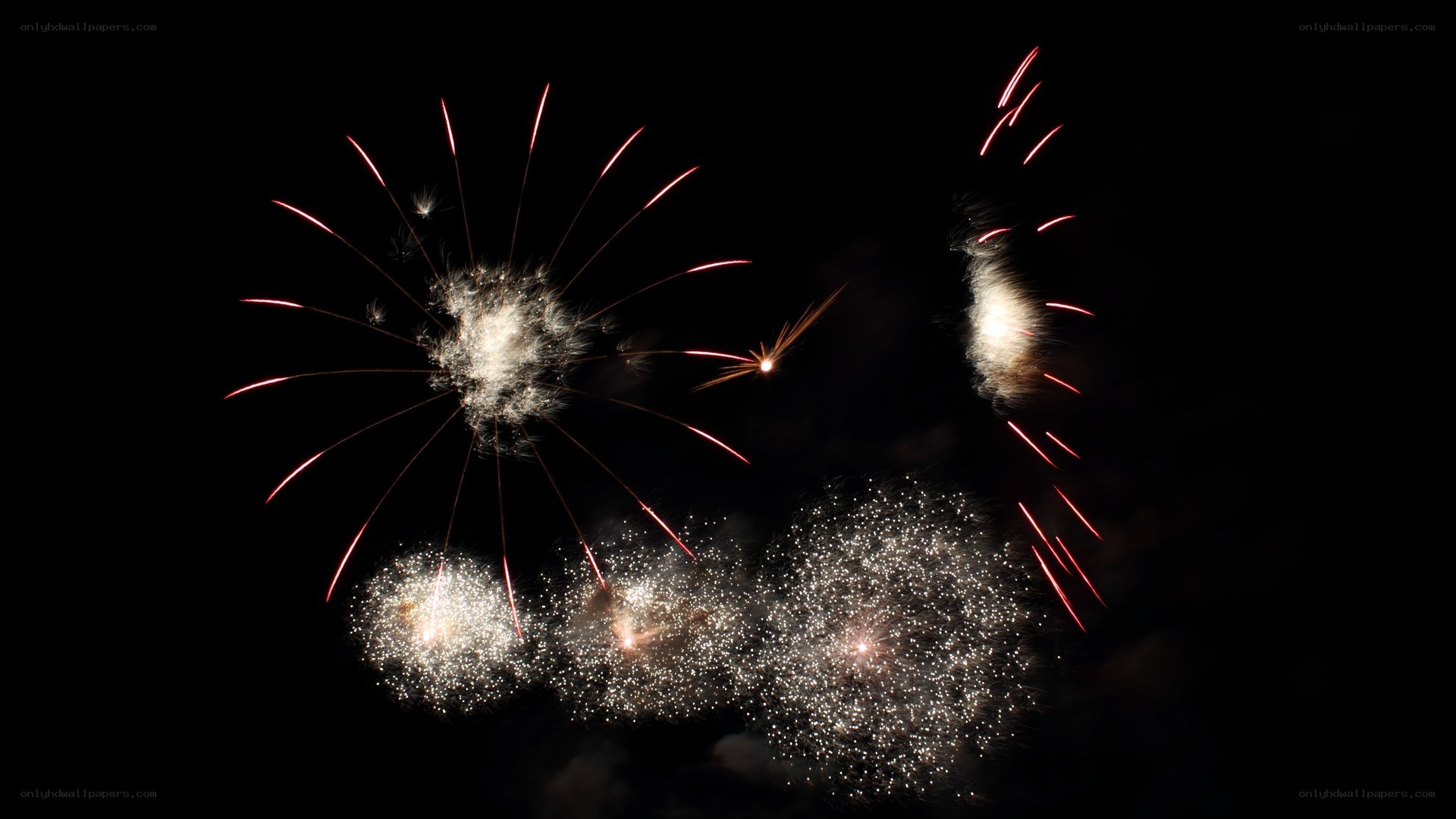 Fireworks display at night