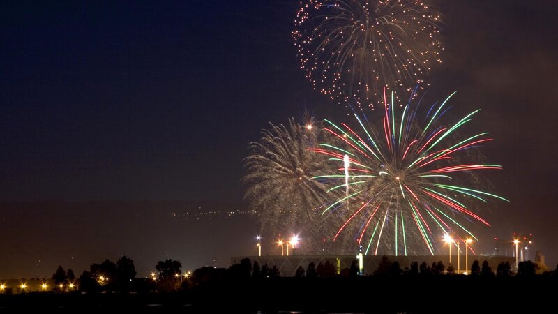 Fireworks display at night