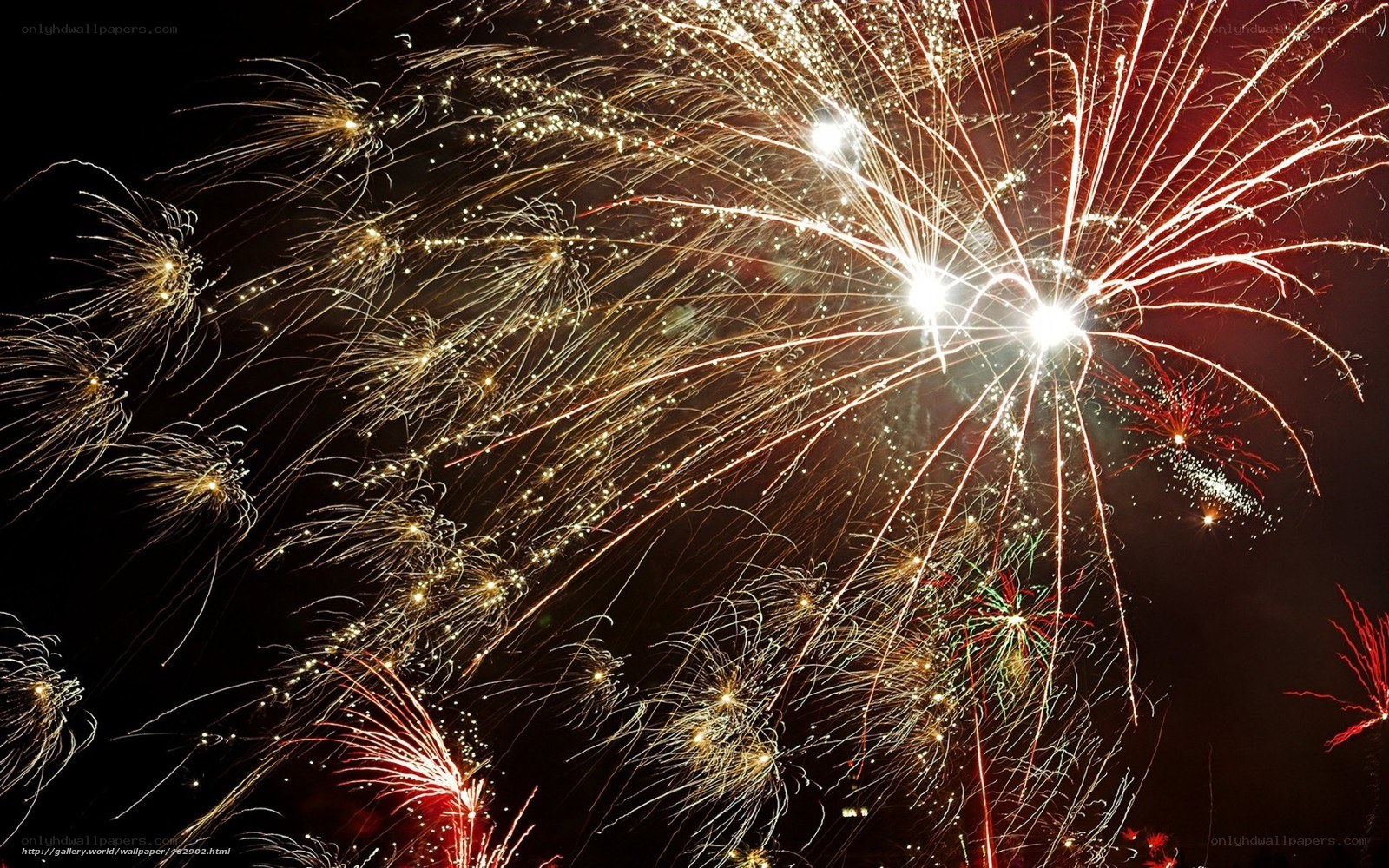 Fireworks display at night