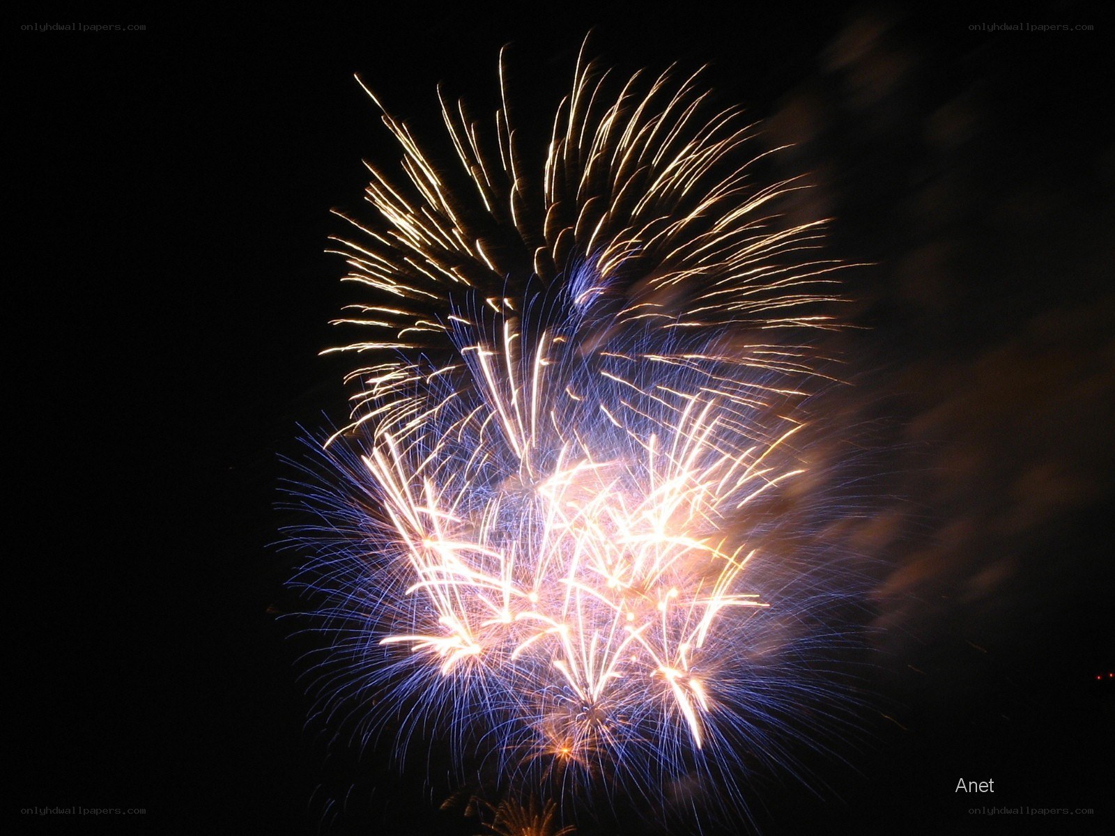 Fireworks display at night