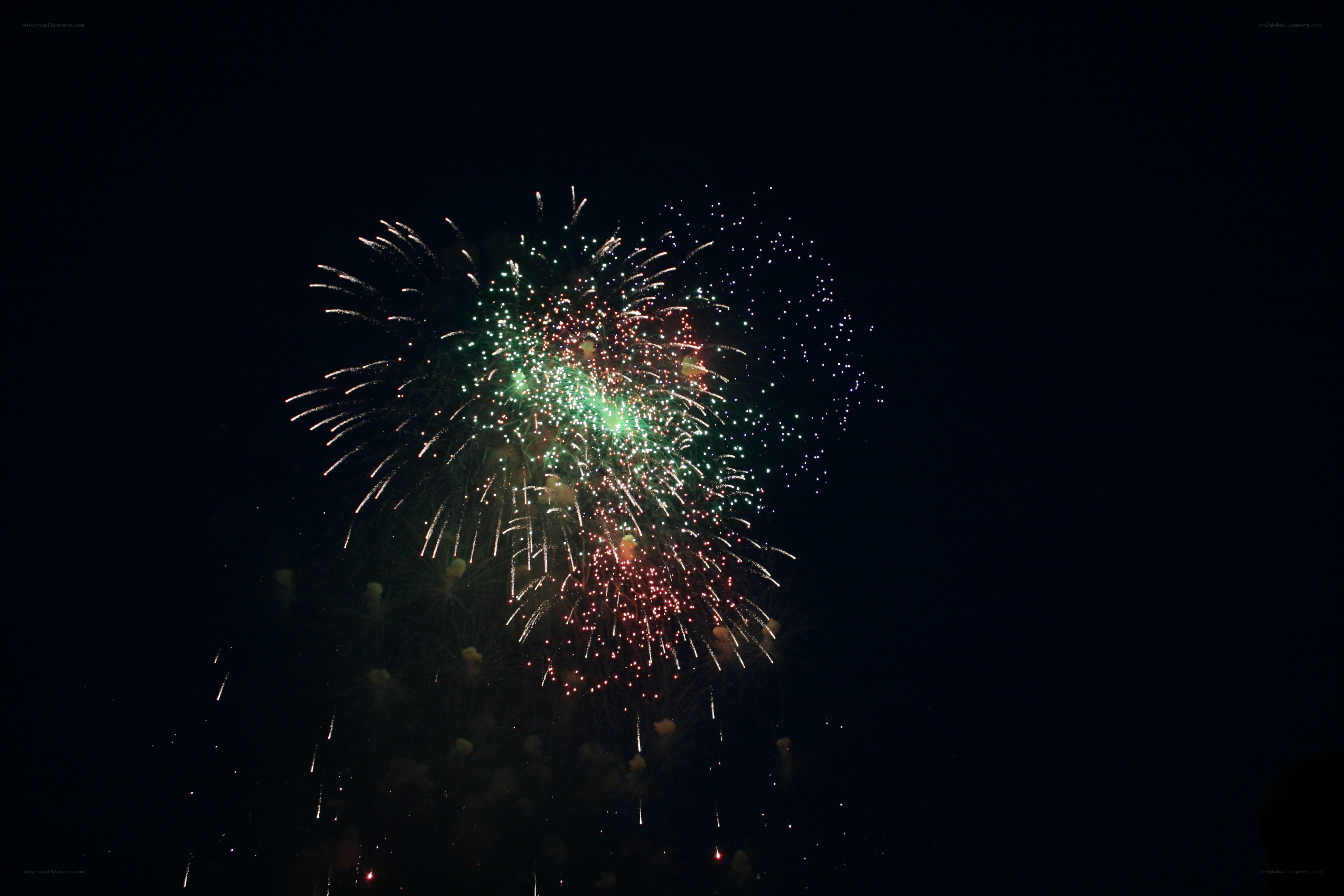 Fireworks display at night