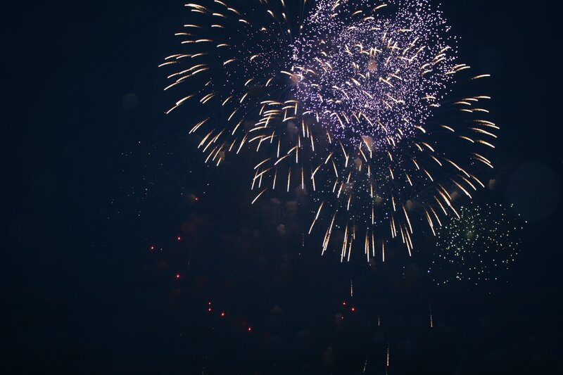 Fireworks display at night
