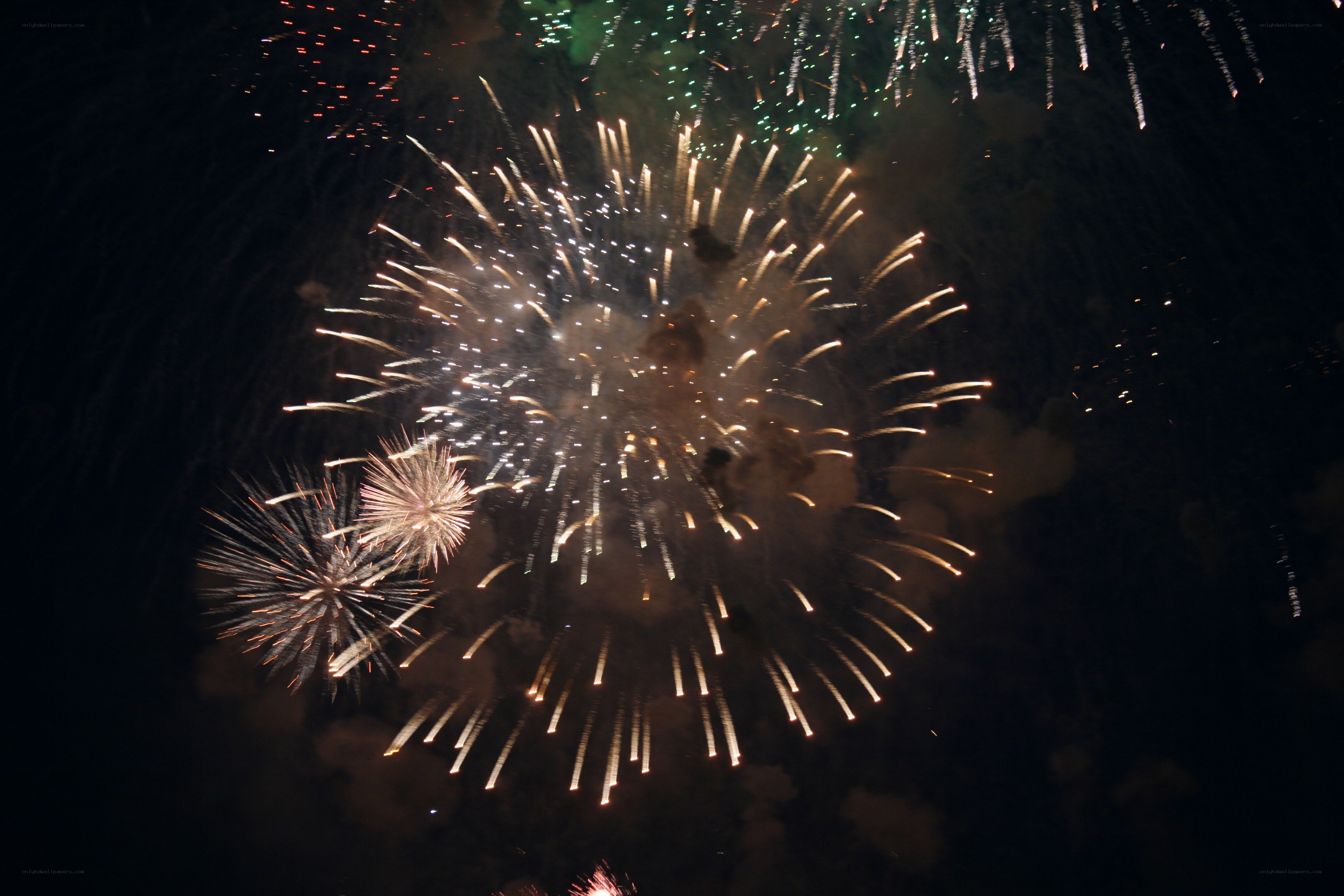 Fireworks display at night