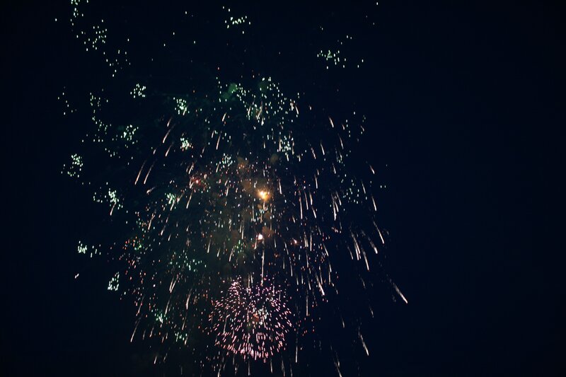 Fireworks display at night