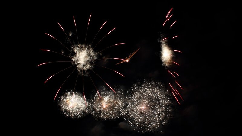 Fireworks Display at Night — Black, Dramatic, Photograph, Explosions, Sky