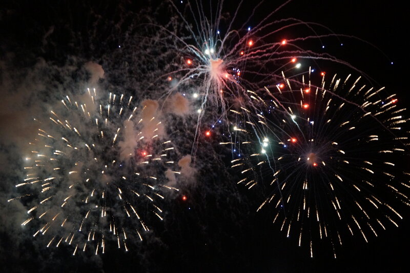 Fireworks Display at Night — Black, Dramatic, Photograph, Explosions