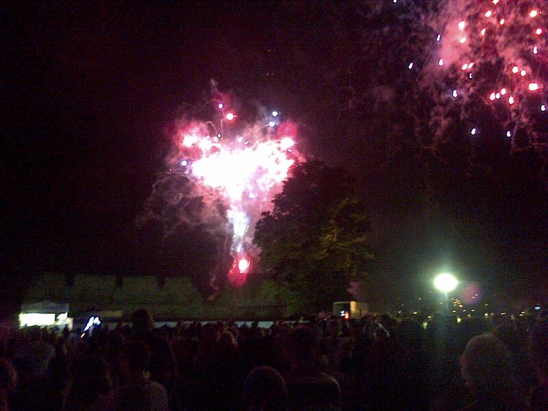 Fireworks Display at Night — Black, Festive, Photograph, Crowd