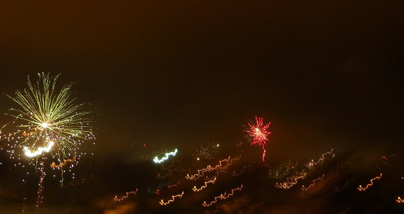 Fireworks Display at Night — Black, Festive