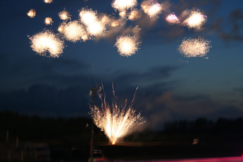 Fireworks Display at Night — Blue, Dramatic, Photograph, Sky