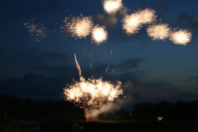 Fireworks Display at Night — Blue, Dramatic, Photograph