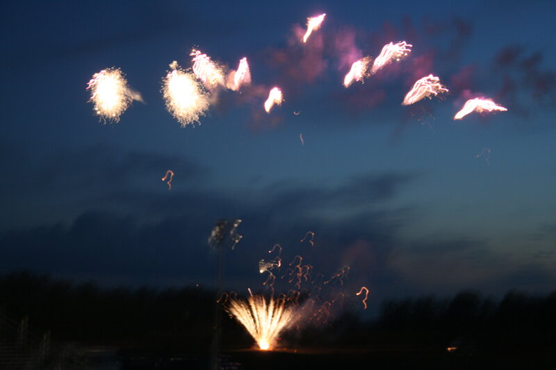 Fireworks Display at Night — Blue, Dramatic
