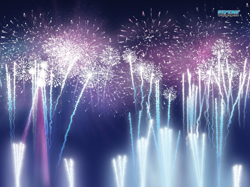 Fireworks Display at Night — Blue, Festive
