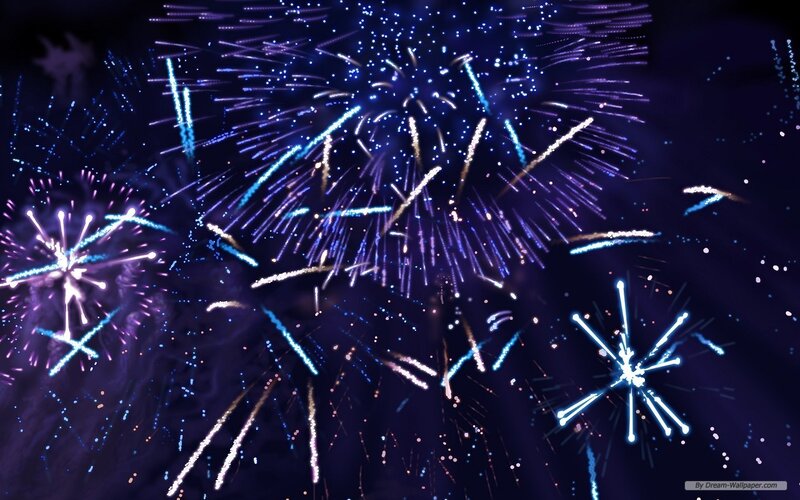 Fireworks Display at Night — Blue