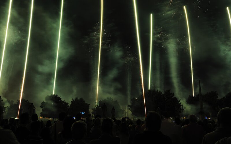 Fireworks Display at Night — Green, Dramatic