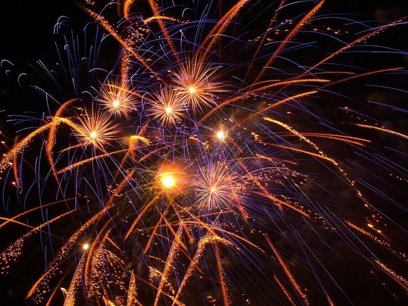 Fireworks Display at Night — Orange
